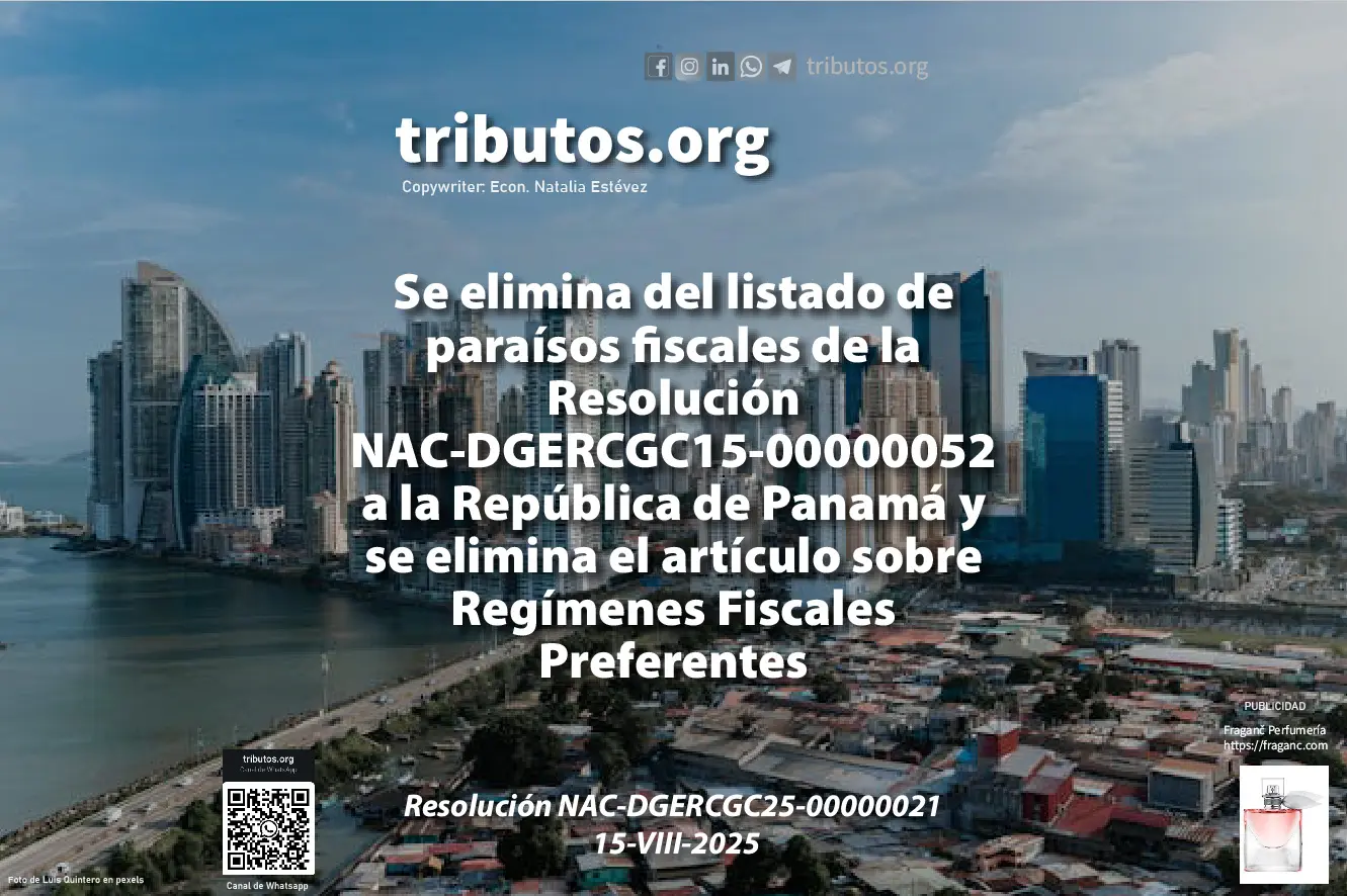 se elimina del listado de paraísos fiscales a la República de Panamá