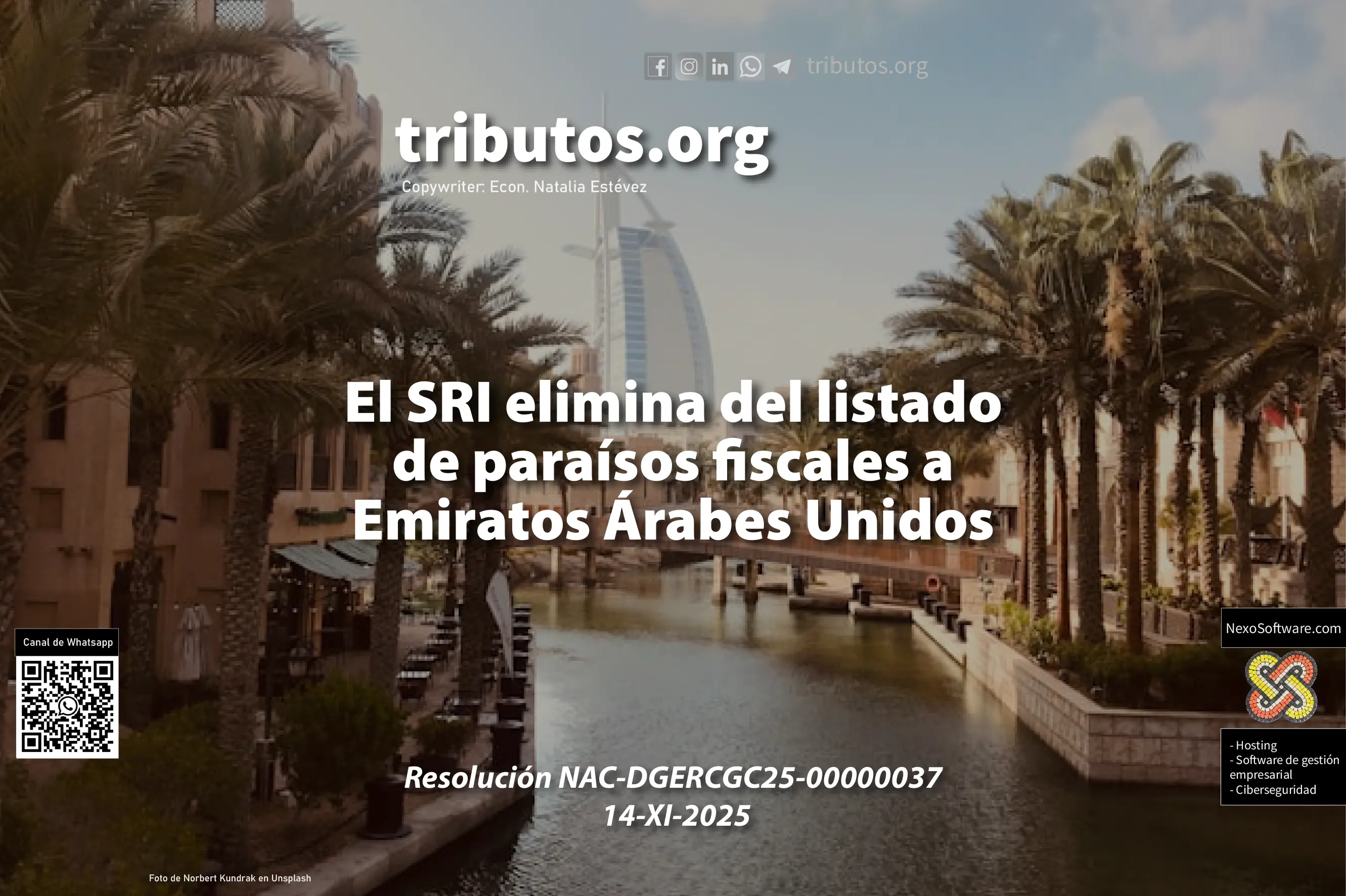 El SRI elimina del listado de paraísos fiscales a Emiratos Árabes Unidos
