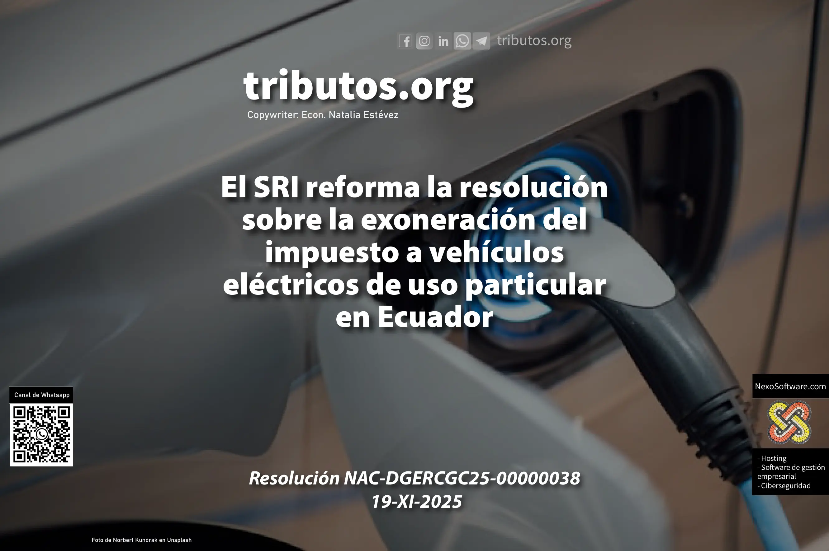El SRI reforma la resolución sobre la exoneración del impuesto a vehículos eléctricos de uso particular en Ecuador